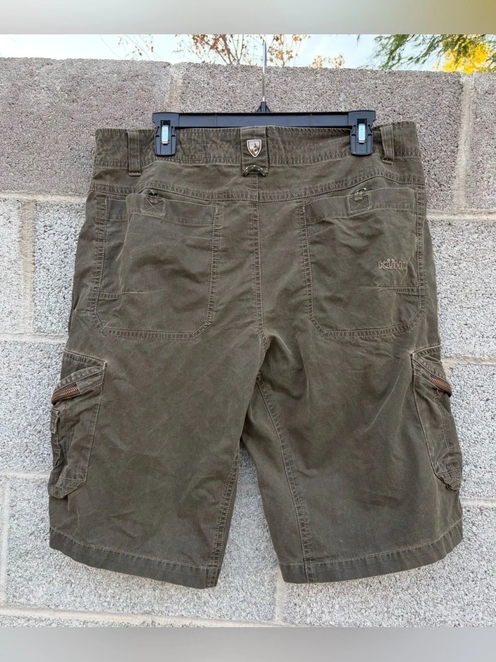Kuhl Shorts Mens 36 Ambush Cargo Lightweight Hiking Vintage Patina Dye Green*